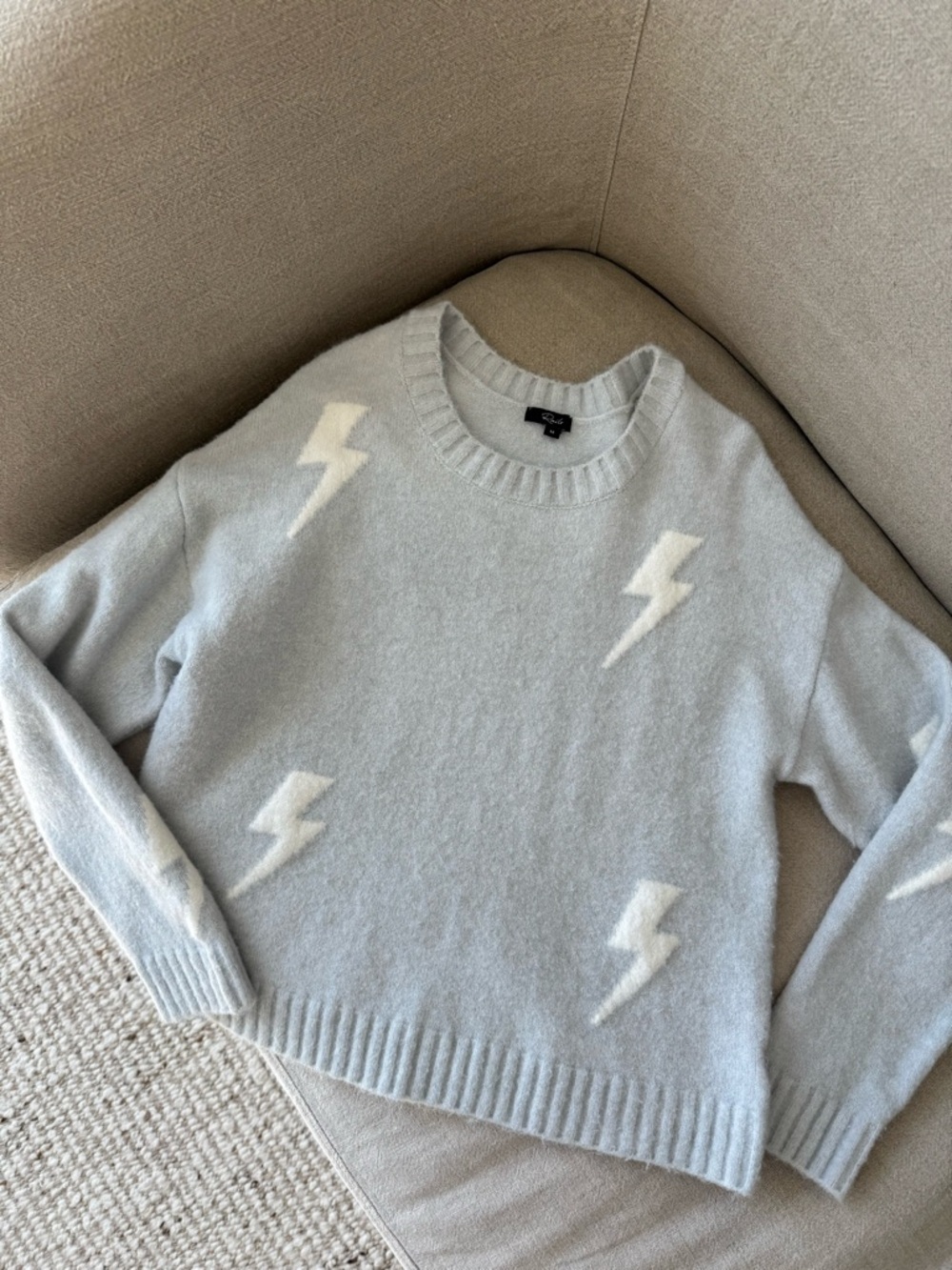 Rails Perci Sweater Grey White Lightning Cashmere Blend Crewneck Medium - Picture 3 of 8